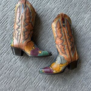 Dan post-multi color python boots